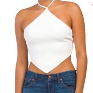 House of Harlow 1960 Halter knit white ribbed crop top size small